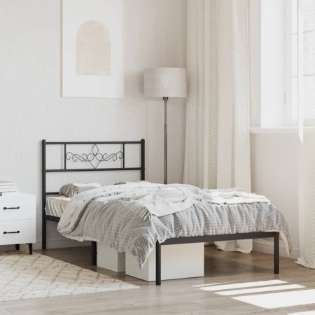 Estructura de cama con cabecero metal negro 80x200 cm de vidaXL, Camas y somieres - Ref: Foro24-355258, Precio: 63,85 €, Desc...