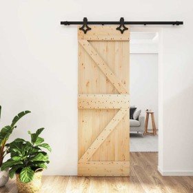 Puerta corredera con herrajes madera maciza de pino 70x210 cm en Puertas | Comprar online en Foru.es