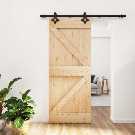 Puerta corredera con herrajes madera maciza de pino 85x210 cm en Puertas | Comprar online en Foru.es