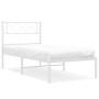 Estructura de cama de metal con cabecero blanco 90x200 cm de vidaXL, Camas y somieres - Ref: Foro24-372319, Precio: 58,72 €, ...