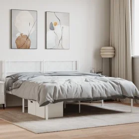 Metallbettgestell mit weißem Kopfteil 135x190 cm von vidaXL, Betten und Lattenroste - Ref: Foro24-372325, Preis: 95,67 €, Rab...