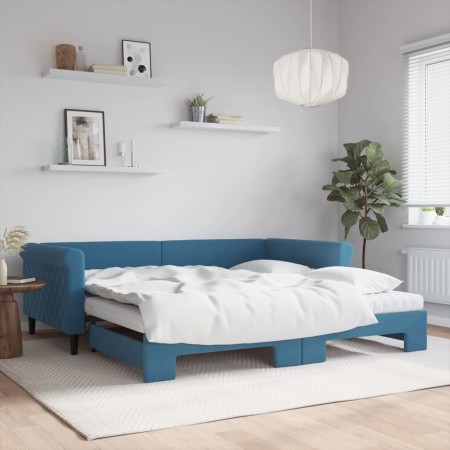Sofá cama nido con colchón terciopelo azul 100x200 cm de vidaXL, Camas y somieres - Ref: Foro24-3197801, Precio: 429,85 €, De...