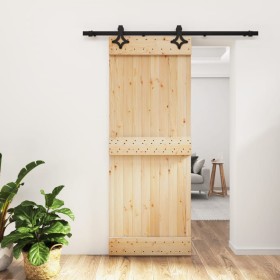 Puerta corredera con herrajes madera maciza de pino 80x210 cm en Puertas | Comprar online en Foru.es