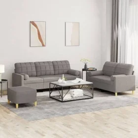 Juego de sofás con cojines 3 piezas tela gris taupe de , Sofás - Ref: Foro24-3201337, Precio: 533,80 €, Descuento: %