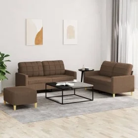 Sofa set with cushions 3 pieces brown fabric by , Sofas - Ref: Foro24-3201285, Price: 429,11 €, Discount: %