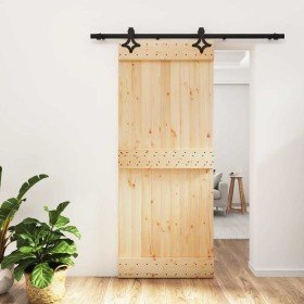 Puerta corredera con herrajes madera maciza de pino 85x210 cm en Puertas | Comprar online en Foru.es