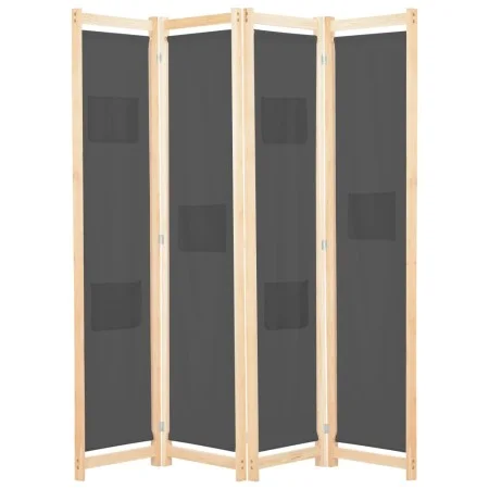 Biombo divisor de 4 paneles de tela gris 160x170x4 cm de , Divisores de ambientes - Ref: Foro24-248176, Precio: 62,33 €, Desc...