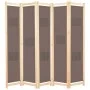 Biombo divisor de 5 paneles de tela marrón 200x170x4 cm de , Divisores de ambientes - Ref: Foro24-248181, Precio: 76,59 €, De...