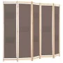 Biombo divisor de 5 paneles de tela marrón 200x170x4 cm de , Divisores de ambientes - Ref: Foro24-248181, Precio: 76,59 €, De...