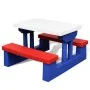Mesa de picnic y bancos para niños y sombrilla multicolor de vidaXL, Mesas de jardín - Ref: Foro24-41455, Precio: 87,06 €, De...