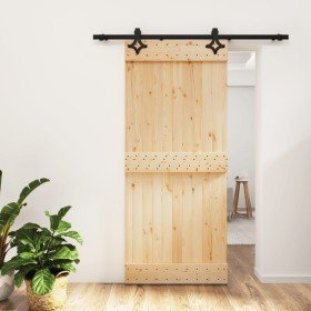 Puerta corredera con herrajes madera maciza de pino 90x210 cm en Puertas | Comprar online en Foru.es