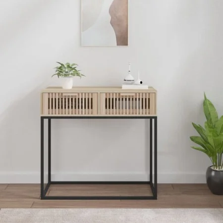 Mesa consola hierro y madera contrachapada 80x30x75 cm de , Mesas auxiliares - Ref: Foro24-352105, Precio: 84,89 €, Descuento: %