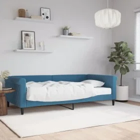 Sofa bed with blue velvet mattress 100x200 cm by , Beds and slatted bases - Ref: Foro24-3197753, Price: 374,43 €, Discount: %