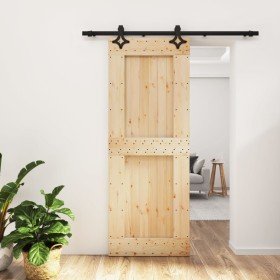 Puerta corredera con herrajes madera maciza de pino 80x210 cm en Puertas | Comprar online en Foru.es