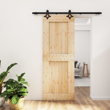 Puerta corredera con herrajes madera maciza de pino 80x210 cm en Puertas | Comprar online en Foru.es
