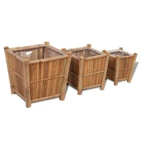 Jardineras con forro de nailon 3 unidades bambú de vidaXL, Maceteros y jardineras - Ref: Foro24-41507, Precio: 76,27 €, Descu...