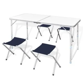 Folding adjustable camping table with 4 stools 120x60 cm by vidaXL, camping furniture - Ref: Foro24-41328, Price: 58,82 €, Di...