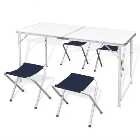 Mesa de camping plegable ajustable con 4 taburetes 120x60 cm de vidaXL, Mobiliario de camping - Ref: Foro24-41328, Precio: 58...