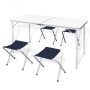 Mesa de camping plegable ajustable con 4 taburetes 120x60 cm de vidaXL, Mobiliario de camping - Ref: Foro24-41328, Precio: 65...