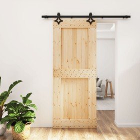 Puerta corredera con herrajes madera maciza de pino 85x210 cm en Puertas | Comprar online en Foru.es