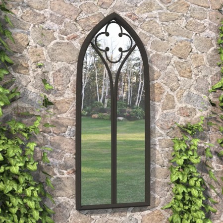 Espejo de jardín negro hierro para exterior 100x45 cm de , Espejos - Ref: Foro24-318350, Precio: 148,10 €, Descuento: %