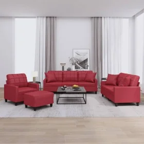 Sofagarnitur mit Kissen 4-teilig aus rotem Kunstleder von , Sofas - Ref: Foro24-3201356, Preis: 690,46 €, Rabatt: %