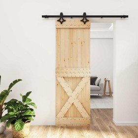 Puerta corredera con herrajes madera maciza de pino 70x210 cm en Puertas | Comprar online en Foru.es