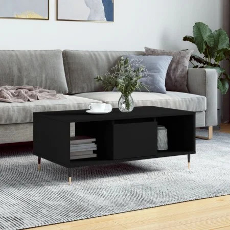 Mesa de centro madera contrachapada negro 90x50x36,5 cm de , Mesas de centro - Ref: Foro24-830581, Precio: 63,42 €, Descuento: %
