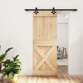 Puerta corredera con herrajes madera maciza de pino 80x210 cm en Puertas | Comprar online en Foru.es