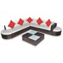 Set muebles de jardín 8 piezas y cojines ratán sintético marrón de vidaXL, Conjuntos de jardín - Ref: Foro24-41266, Precio: 8...