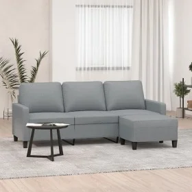 Sofá de 3 plazas con taburete de tela gris claro 180 cm de , Sofás - Ref: Foro24-3201037, Precio: 307,52 €, Descuento: %