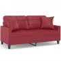 Sofá de 2 plazas con cojines cuero sintético rojo tinto 140 cm de , Sofás - Ref: Foro24-3200806, Precio: 268,28 €, Descuento: %
