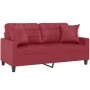 Sofá de 2 plazas con cojines cuero sintético rojo tinto 140 cm de , Sofás - Ref: Foro24-3200806, Precio: 268,28 €, Descuento: %