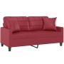 Sofá de 2 plazas con cojines cuero sintético rojo tinto 140 cm de , Sofás - Ref: Foro24-3200806, Precio: 273,42 €, Descuento: %