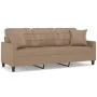 Sofá de 3 plazas con cojines cuero sintético capuchino 180 cm de , Sofás - Ref: Foro24-3200812, Precio: 291,03 €, Descuento: %
