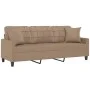 Sofá de 3 plazas con cojines cuero sintético capuchino 180 cm de , Sofás - Ref: Foro24-3200812, Precio: 291,03 €, Descuento: %