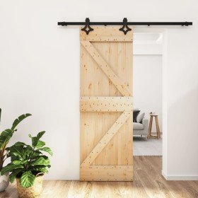 Puerta corredera con herrajes madera maciza de pino 70x210 cm en Puertas | Comprar online en Foru.es