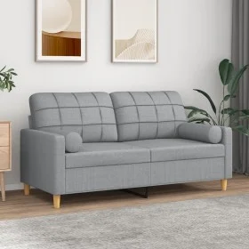 Sofá de 2 plazas con cojines tela gris claro 140 cm de , Sofás - Ref: Foro24-3200782, Precio: 210,71 €, Descuento: %