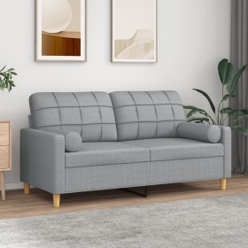 Sofá de 2 plazas con cojines tela gris claro 140 cm de , Sofás - Ref: Foro24-3200782, Precio: 224,33 €, Descuento: %