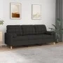 Sofá de 3 plazas con cojines tela negro 180 cm de , Sofás - Ref: Foro24-3200794, Precio: 290,29 €, Descuento: %