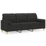 Sofá de 3 plazas con cojines tela negro 180 cm de , Sofás - Ref: Foro24-3200794, Precio: 290,29 €, Descuento: %