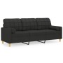 Sofá de 3 plazas con cojines tela negro 180 cm de , Sofás - Ref: Foro24-3200794, Precio: 280,01 €, Descuento: %