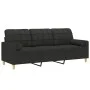 Sofá de 3 plazas con cojines tela negro 180 cm de , Sofás - Ref: Foro24-3200794, Precio: 290,29 €, Descuento: %