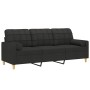 Sofá de 3 plazas con cojines tela negro 180 cm de , Sofás - Ref: Foro24-3200794, Precio: 280,01 €, Descuento: %
