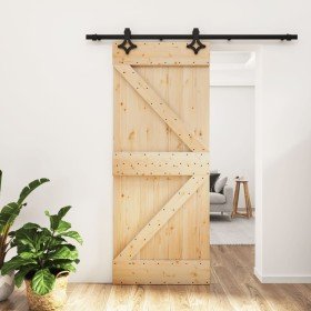 Puerta corredera con herrajes madera maciza de pino 85x210 cm en Puertas | Comprar online en Foru.es