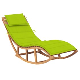 Tumbona mecedora con cojín madera maciza de teca de , Tumbonas - Ref: Foro24-3063344, Precio: 364,11 €, Descuento: %