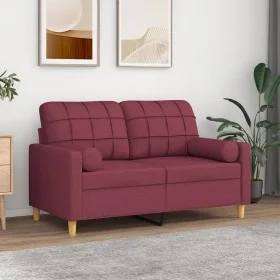 2-Sitzer-Sofa mit roten Stoffkissen 120 cm von , Sofas - Ref: Foro24-3200780, Preis: 211,27 €, Rabatt: %
