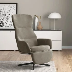 Sillón de relax con reposapiés de terciopelo gris claro de , Sillones - Ref: Foro24-3097495, Precio: 126,25 €, Descuento: %