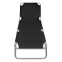 Tumbona plegable de acero con recubrimiento polvo negro de vidaXL, Tumbonas - Ref: Foro24-41478, Precio: 52,80 €, Descuento: %