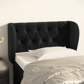 Black velvet headboard 83x23x78/88 cm by , Headboards and footboards - Ref: Foro24-3117512, Price: 59,91 €, Discount: %